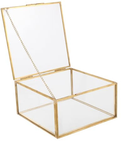 Amosfun Rechteckige Schmuckkästchen Mit Glasdeckel Transparente Aufbewahrungsbox Für Schmuck Box Mit Klarem Deckel Aus Glas Durchsichtiges Schmuckkästchen Für Organisation Und Schutz