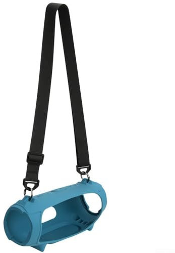 Coque de protection en silicone avec bandoulière pour enceinte JBL Charge 5 - Résistant aux rayures - Accès facile aux ports - Léger - Bleu