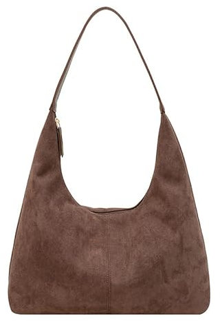 fdsmall Tote Bags für Frauen Braun Wildleder Tote Bag Große Kapazität Slouchy Schultertaschen Handtaschen für Schule Arbeit Einkaufen Reise Täglicher Gebrauch (Coffee)