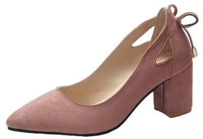 Pumps, scarpe da donna, a punta chiusa, con tacco basso a blocco, per il tempo libero, scarpe da ufficio, eleganti, per feste, da sera, Colore: rosa., 40 EU