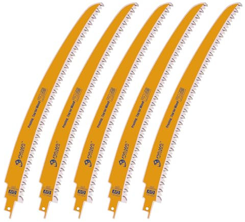 PAYA Säbelsägeblätter Sägeblatt 300mm 6TPI Japanzähne für Holz, Baumschnitt & Holzfällarbeiten - Pendelhubsägeblatt mit gebogener Kante, universell einsetzbar 5 Stk. PYR12CJ