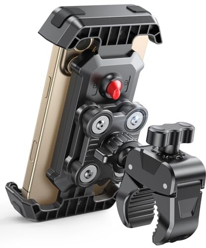 CIRYCASE Porta Cellulare Moto Aggiorna Antivibrazione, Porta Cellulare Bici Super Stabile, 360° Rotazione & Blocco Rapido Manubrio Supporto Telefono Moto/Bicicletta/MTB, per Tutti Telefoni 4.7-6.8''