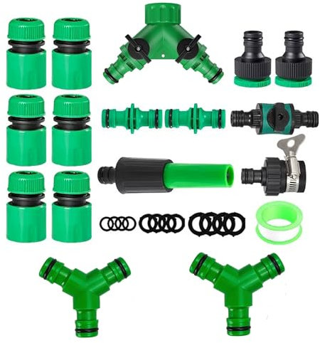 17 Pezzi Connettore per Rubinetto da Giardino,Raccordi per Tubi Flessibili Kit,Universale Raccordi per Tubi Flessibili Kit per 1/2 pollice e 3/4 Pollice,Raccordi Rapidi Acqua per Irrigazione