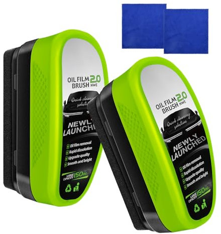 Oil Film Cleaning Brush,Car Window Oil Film Remover,Clear Vision Car Glass Cleaner,All In One Wipe On Glass Cleaning Wipe Brush,Improves Clarity and Visibility (2 Pcs)