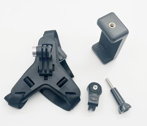 Motorcycle Helmet Chin Mount Holder - Camera Helmet Strap Holder Non-Slip Silicone, Action Camera Accessories for Most Action Cameras and Mobile Phones