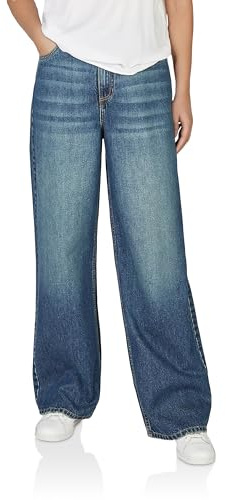 DENIMFY Jeans Damen Loose Fit DFDana High Waist Langes Bein Jeanshose Hose Denim Baumwolle Blau S M L XL XXL