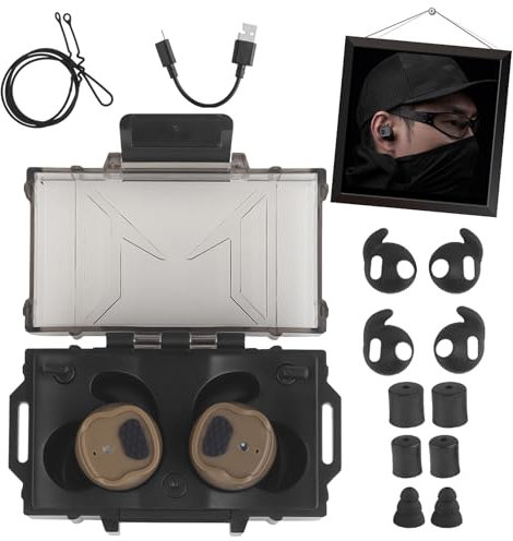 TACWJDM Écouteurs Tactiques Bluetooth 5.3 avec ANC 80dB & Annulation 0.5ms - Protection Auditive Chasse/Stand - Batterie 8H & Commandes Compatibles(T)