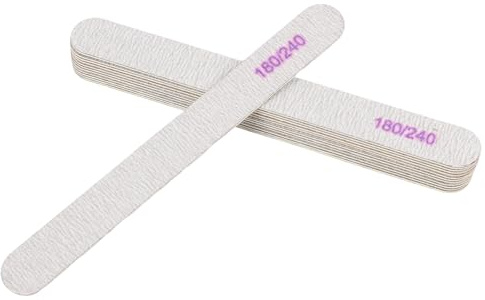 Pevlkawr Limas de Uñas de Grano 180/240 Nail File Limas de Uñas Profesionales 12 Piezas para Naturales y Artificiales o Gruesas para Uso Doméstico o de Salón