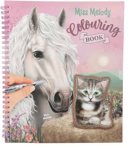Depesche 13745 Miss Melody Colouring Book with 20 Pre-Printed Pages for Creating Horse Designs Including 1 Sheet of Stickers