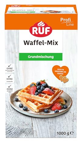RUF Waffel-Teig, Grund-Backmischung zur Herstellung von leckeren Herzwaffeln im Waffeleisen, einfache Zubereitung, im praktischen Vorratspack, 1x1000g