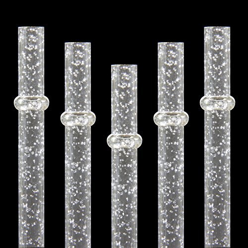 DAKOUFISH 11 Inch Reusable Plastic Glitter Sparkle Drinking Straws,BPA-Free,for 24oz 30oz Tumblers/Jars,12 Straws with One Cleaning Brush (11inch Clear)