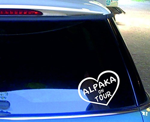 cartattoo4you® AK-01013 | ALPAKA ON Tour | K-Serie | Autoaufkleber Aufkleber Car Sticker Farbe weiß,in 24 Farben erhältlich,glänzend 13 x 11 cm Waschstrassenfest