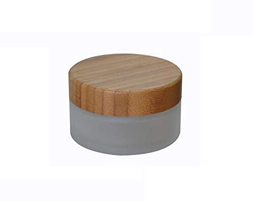 1 flacon de 100 ml / 100 g vide rechargeable en verre dépoli pour crème cosmétique maquillage échantillon stockage fiole pot pot avec couvercle en bambou respectueux de l'environnement