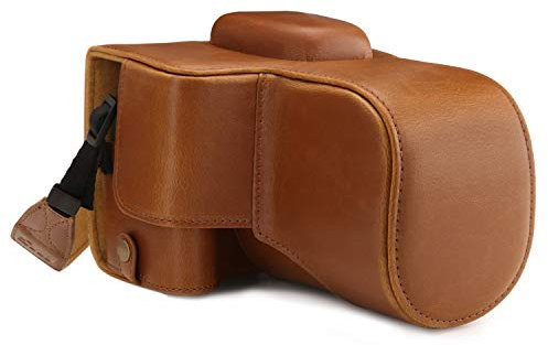 MegaGear MG1609 Ever Ready Leather Camera Case compatible with Canon EOS 2000D (18-55mm) - Light Brown