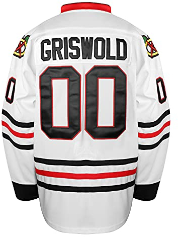 JUSTSWAG Mens Griswold #00 X-Mas Christrmas Vacation Stitched Movie Hockey Jersey S-XXXL (XX-Large, White)
