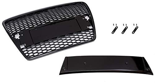 Kühlergrill Sportgrill Waben Glanz Schwarz Emblem Halter für A6 4F 2004-08