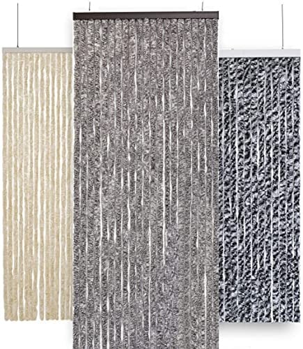MadeInNature Tenda per porta in ciniglia di primissima qualità ampia selezione di colori lunghezza e larghezza regolabili protezione dei tuoi spazi interni antiinsetti (grigio sfumato 90 x 210 cm)