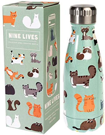 Wiederverwendbare Edelstahlflasche mit Katzenmotiv, 260 ml