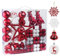 100 Pezzi Palle di Natale Bianco e Rosso, Palline Natalizie 3cm/6 cm Ornamenti in Plastica, Set Addobbi con Pendente Fiocco di Neve e Albero di Natale stella