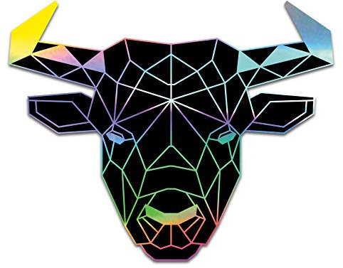 2 x Polygon Tier Sticker Hologramm Aufkleber Tiere Origami Geometrisch Selbstklebend Kunst für Auto Motorrad Laptop Kühlschrank Wand Dekor R117 (Stier)