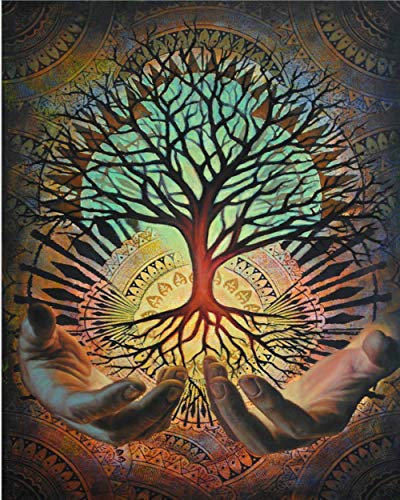Peinture par Numero Adulte Abstrait Arbre De Vie avec Brosses et Peintures Acryliques DIY Ensemble Complet Peinture à l'huile Kit pour Enfants et Adultes 40x50Cm Sans cadre