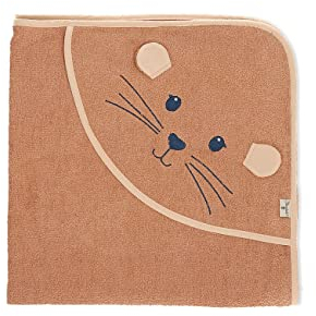 Sterntaler Unisex Kapuzenbadetuch GOTS Motiv Otti - Badeponcho, Kapuzenhandtuch, Badehandtuch für Baby und Kinder - Bio - Braun