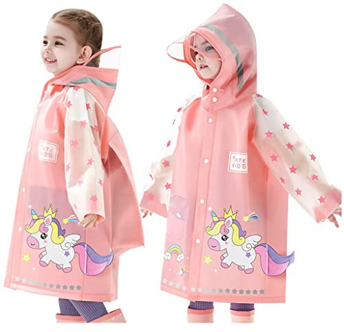 Hovkib Chubasqueros para Niños y Niñas Impermeables Poncho de Lluvia Ligero Chaquetas de Lluvia Ropa Abrigos de Lluvia de Dibujos Animados con Funda de Mochila 1-8 Años