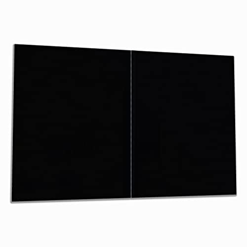 Wallario Herdabdeckplatte/Spritzschutz aus Glas, 2-teilig, 80x52cm mit 8 mm hohen Füßen, für Ceran- und Induktionsherde, Schwarz
