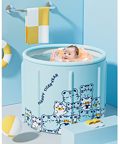 KLZUOPT Portable Bathtub Adult Portable Foldable Bathtub, Soaking Standing Bath Tub for Shower Stall, Ideal for Hot Ice Bath Beige(Size:55X50X50CM)