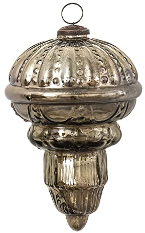 Clayre & Eef Weihnachtskugel XL Ø 14 cm Braun Silberfarbig Glas Weihnachtsdekoration