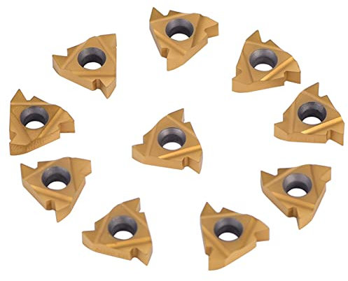 10pcs CNC Carbide Tips Inserts, 16ER Threading Insert Lathe Milling Inserts Turning Tools for Lathe Tool Holder