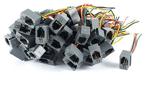 KVSERT 616E 4P4C RJ9-Buchsenadapter mit 4 Drähten, 8 cm, 50 Stück