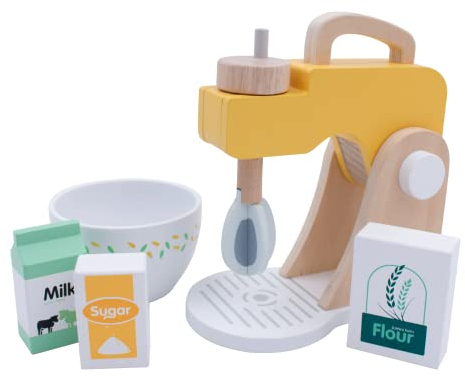 Accesorios de cocina de juguete de madera para niños: juego de comida y accesorios de cocina para niños, niñas y niños pequeños.