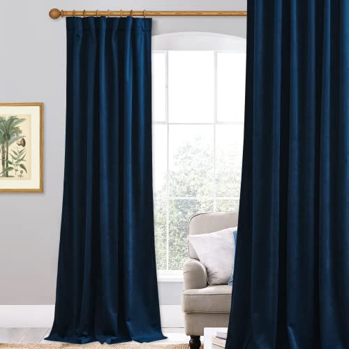 StangH Navy Blue Blackout Curtains - Luxury Back Tab Thermal Insulated Drapes Heat Blocking Privacy Room Dividers for Living Room/Sliding Glass Door, W52 x L90, 1 Panel