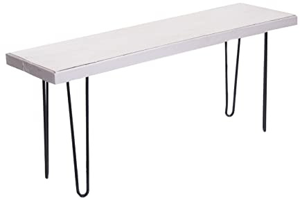 DESIGN DELIGHTS HOLZBANK Bohle | 120 cm, Mahagoni Holz, Metallbeine | Flurbank, Bettbank, Beistellbank, Sitzbank, Flurbank | Farbe: 06 weiß-Landhaus