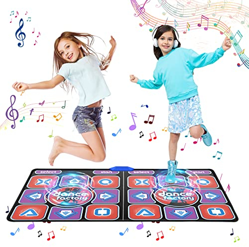 Aomdom Tanzmatte für Kinder und Erwachsene, verbessertes Modell, doppelte Musik-Tanzmatte, rutschfest und langlebig, mit kabellosem Empfänger, kabellos mit 200 Spielen und 100 + Musik (166 x 93 cm)