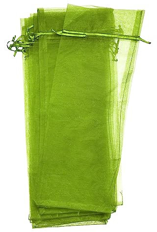 sourcing map Bolsas de vino de organza, bolsas de malla transparente para envolver vino con cordón, bolsas de regalo de vino para botella de cumpleaños, fiesta de boda, Green, moderno
