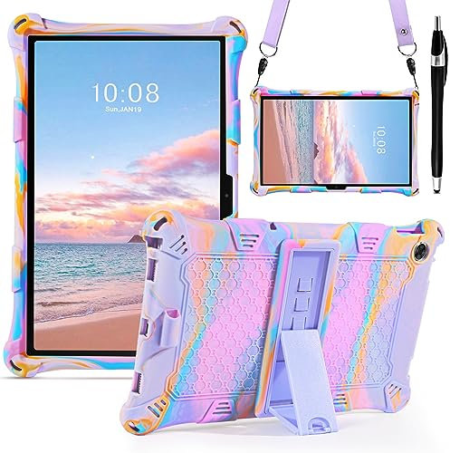 BENTOBEN for Lenovo M10 Plus 3rd Gen 10.6 inch Case for Kids, Soft Silicone Heavy Duty Shockproof Rugged Protective Tablet Case with Stylus Pen Shoulder Strap Stand for Lenovo M10 Plus Case Purple