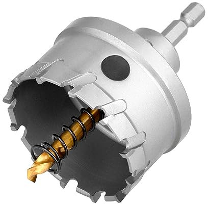 GUOQEE 54mm Tungsten Carbide Tipped Hole Saw, Quick Change Hex shank, Heavy Duty TCT Hole Cutter with Titanium Pilot Drill Bit for Hard Metal, Stainless Steel, Iron, Copper, Brass, Plastic