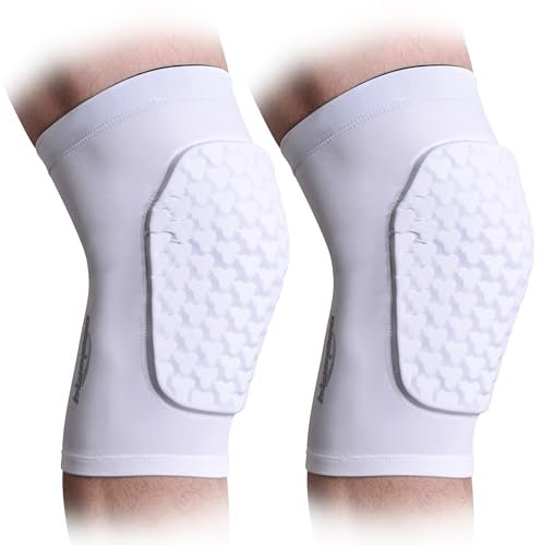 COOLOMG Ginocchiere per le gambe, per il basket, pallavolo, per uomo, donna, ragazzo, colore bianco, a T, XS