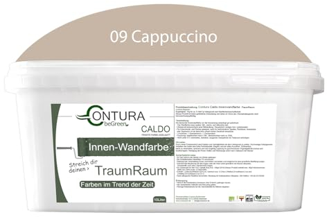 Contura Caldo 10 Liter Wandfarbe 35 Farben Deckenfarbe Contura Hohe Profi Deckkraft Klasse 1 (09 Cappuccino)
