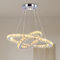 Finktonglan LED Kronleuchter Moderne 2 Ringe 30 * 50cm Pendelleuchte Einstellbare Edelstahl Kristall Deckenleuchte für Schlafzimmer Wohnzimmer Esszimmer (Warm White)
