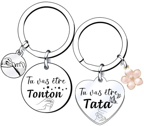 2PS Cadeaux Noël Tonton Tata Porte-clés cadeau annoncer grossesse tata et tonton Annonce Grossesse Tu Vas bientôt être Tonton Tata| Futur Oncle Futur Tonton Future Tata Annonce Naissance Tonton (1)