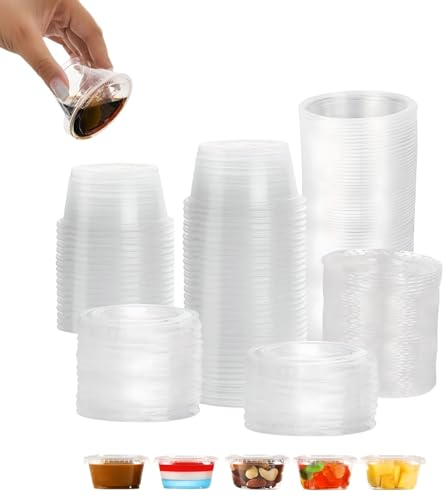 Tarros de Plástico con Tapa Pequeños 125 Uds, 2oz Recipientes Redondos de Plástico para Alimentos para Chutney,Macetas Redondas de 60ml con tapas, Envases de Vacio Pequeños Transparente con Tapas