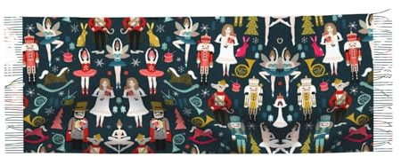 CBLdF Écharpe à franges pour femme Casse-noisette pour danse de Noël, imitation cachemire, réchauffez votre hiver, assortissez vos vestes, manteaux, costumes, très adaptée pour le printemps, l'automne