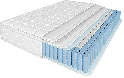 TZCIN Federkernmatratze, 7-Zonen Kaltschaum Matratze, Taschenfederker, 90 x 200 cm, Höhe 25 cm, Härtegrad H3, Öko-Tex Zertifiziert, versteppter Mikrofaserbezug-Topping,100 Nächte Probeschlafen