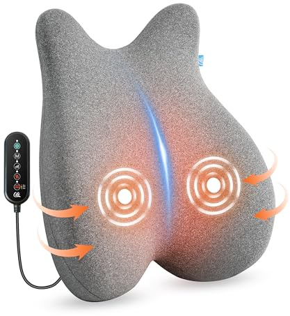 CILI Heated Lumbar Support Pillow for Office Chair, Ergonomic Back Support Cushion with Vibration, Memory Foam Chair Back Massager,Gifts for Mom Dad