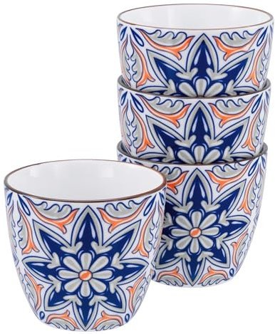 CreaTable, 21887, Serie Aladin, 4-teiliges Geschirrset für 4 Personen, Becherset aus Steinzeug, spülmaschinen- und mikrowellengeeignet, Qualitätsproduktion