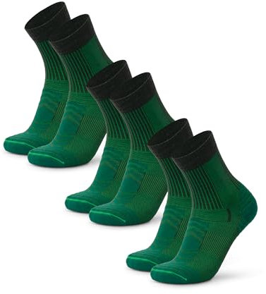 DANISH ENDURANCE Leichte Merino Wolle Wandersocken, Sommer Wollsocken, Unisex, für Herren & Damen, 3 Paar, Grün, 43-47