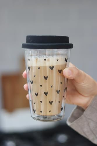 Pretty Little Home Double Wall Travel Mug - Multi Heart/Black
